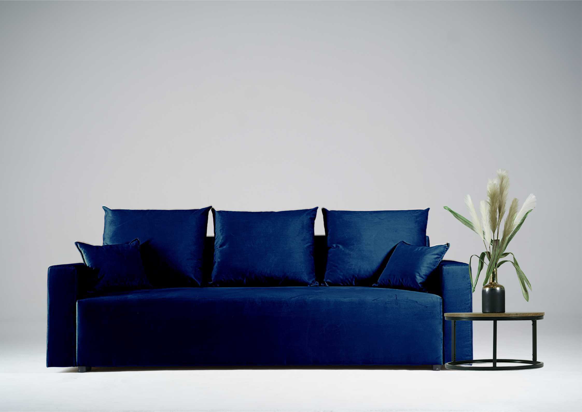 Granatowa kanapa rozkładana